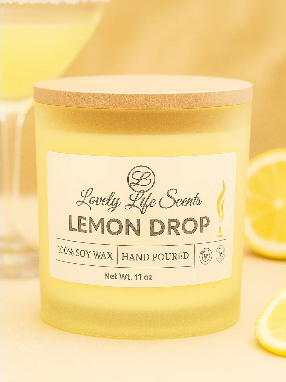 Lemon Drop 11oz Premium Soy Candle - Lovely Life Scents